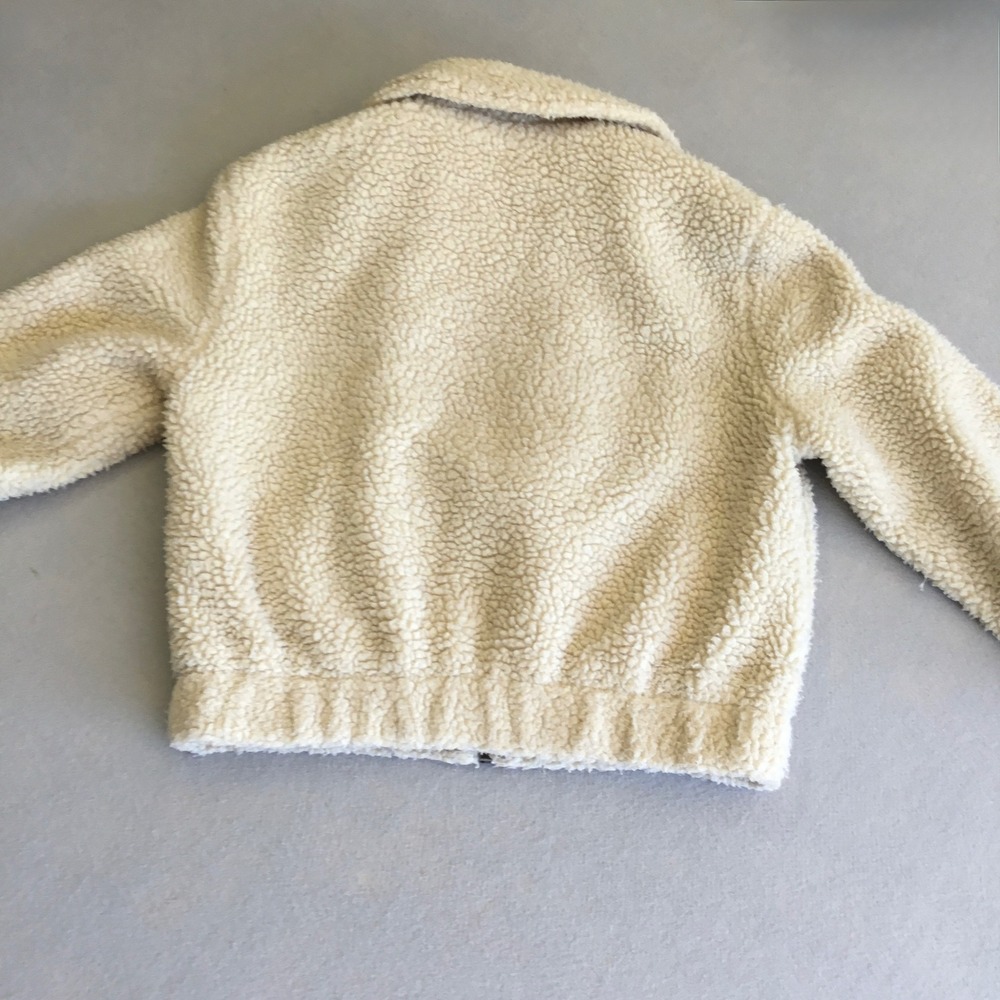 Aeropostale Cream Sherpa Teddy Fleece Zip Up Bomber Jacket Medium - Picture 5 of 8
